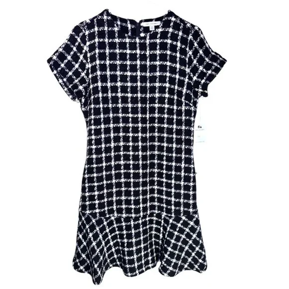 Free Assembly Black & White Checked Short Sleeve Dress Size L - Picture 2 of 8
